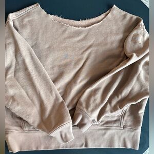 ALO Yoga Hazy Crewneck Off the Shoulder Sweatshirt